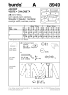 Schnittmuster Burda 8949 Jacke, Janker Damen Gr. 34-46