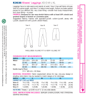 Schnittmuster aus Papier KwikSew 3636 Leggins Gr. 30-48