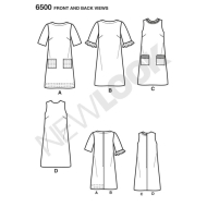 english paper sewing pattern NewLook 6500 misses dresses A 10 22 (DE 36 48)