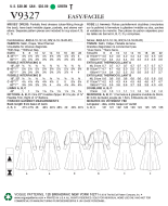 Schnittmuster Vogue 9327 Wadenlanges Damenkleid mit Ärmelvarianten Gr. A5 6-14 (DE 32-40) oder E5 14-22 (DE 40-48)