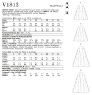 Schnittmuster Vogue 1813 bodenlager Damenrock, Faltenrock Gr. 34-50