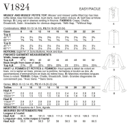 Schnittmuster Vogue 1824 romanische Damenbluse Gr. 34-50