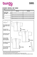 Burda Schnittmuster 5995 Damenmantel, Sommermantel Gr. 34-48