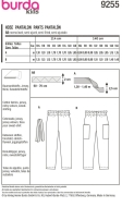 Sewing pattern Childrens pants, paperbag pants Burda 9255