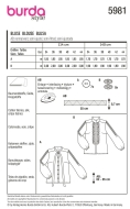 Schnittmuster Burda 5981 schicke Damenbluse, Schluppenbluse Gr. 34-44