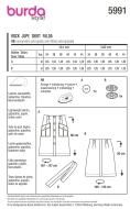 Schnittmuster Burda 5991 bundloser Damenrock, Jeansrock Gr. 34-44