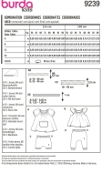 Schnittmuster Burda 9239 süßes Babykleid, Babykombi Gr. 56-98