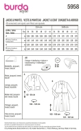 Sewing pattern Misses coat, jacket Burda 5958