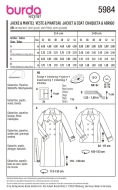 Sewing pattern Double-breasted misses coat Burda 5984