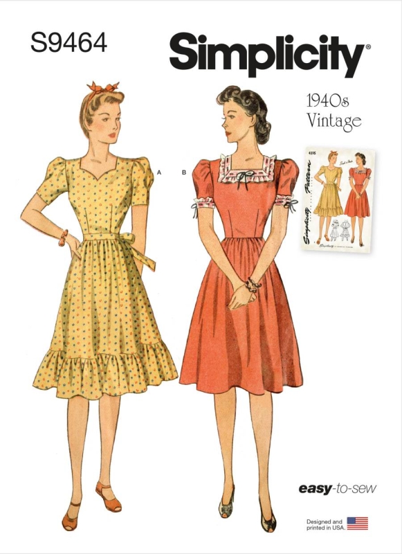 Schnittmuster zauberhaftes Damenkleid, Vintagekleid 40er Jahre Simpli