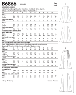 Schnittmuster schwingender Damenrock, Bahnenrock Butterick 6866 Gr. 32-50