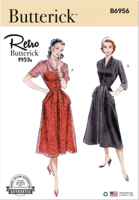 Sewing pattern 1950s-style retro dress Butterick 6956