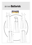 Schnittmuster historische Schürze in verschiedenen Ausführungen Butterick 5509 Gr. 34-44