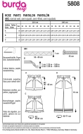 Schnittmuster kurze Paperbaghose mit aufgesetzten Taschen Burda 5808 Gr. 34-48