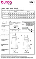 Schnittmuster einfaches Sommerkleid hoher Taille, Empirekleid Burda 5821 Gr. 34-44