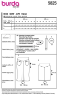 Schnittmuster schmaler Jerseyrock in 2 Längen Burda 5825 Gr. 36-48