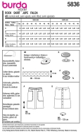 Schnittmuster gerader Damenrock mit schmalem Bund Burda 5836 Gr. 36-48