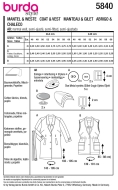 Schnittmuster schöner Trenchcoat oder Weste Burda 5840 Gr. 46-60