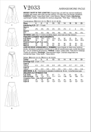 Sewing pattern Misses skirt Vogue 2033