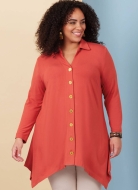 Schnittmuster zipfelige Damenbluse, Jerseybluse Butterick 6997 Gr. 36-54