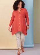 Schnittmuster zipfelige Damenbluse, Jerseybluse Butterick 6997 Gr. 36-54