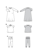 Sewing pattern Nightwear includes nightgown, sleep shirt,...