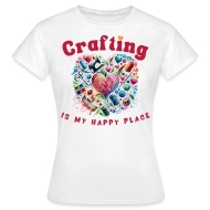 LoveSewTee T-Shirt für Damen weiß "Crafting is my happy place"