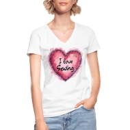 LoveSewTee T-Shirt für Damen weiß "I love Sewing" Herz