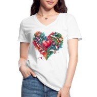 LoveSewTee T-Shirt für Damen weiß "All about sewing" Herz