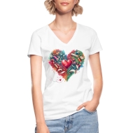 LoveSewTee T-Shirt für Damen weiß "All about sewing" Herz