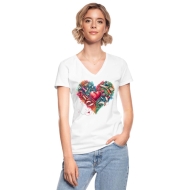 LoveSewTee T-Shirt für Damen weiß "All about sewing" Herz