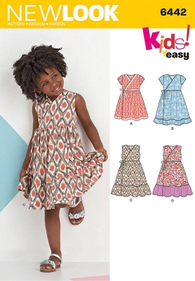 sewing paperpattern girl s dress 6442 pretty girls dress wrap dre