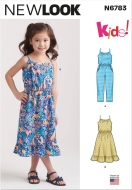 Sewing pattern Girls dress, strap dress with hem ruffle...