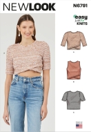 Sewing pattern cropped sweater with a wrap effect...