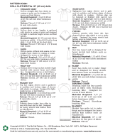 Sewing Pattern KwikSew 3091 Dolldress Size 45 cm