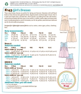 Schnittmuster aus Papier KwikSew 0143 Kleid Kinder Gr. 98-140