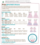 Schnittmuster aus Papier KwikSew 0144 Kleid Kinder Gr. 98-140